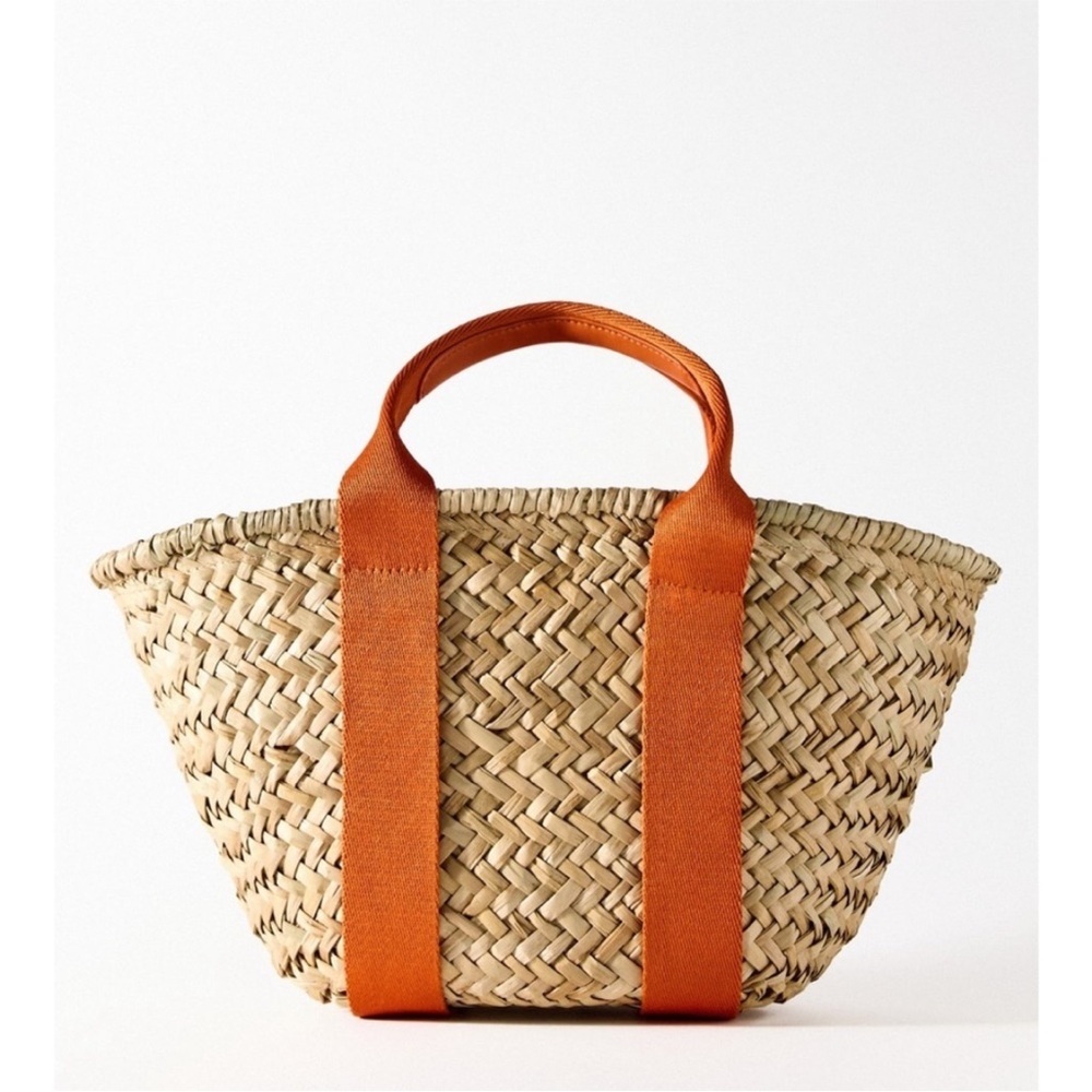 New Zara raffia shoulder bag tote
